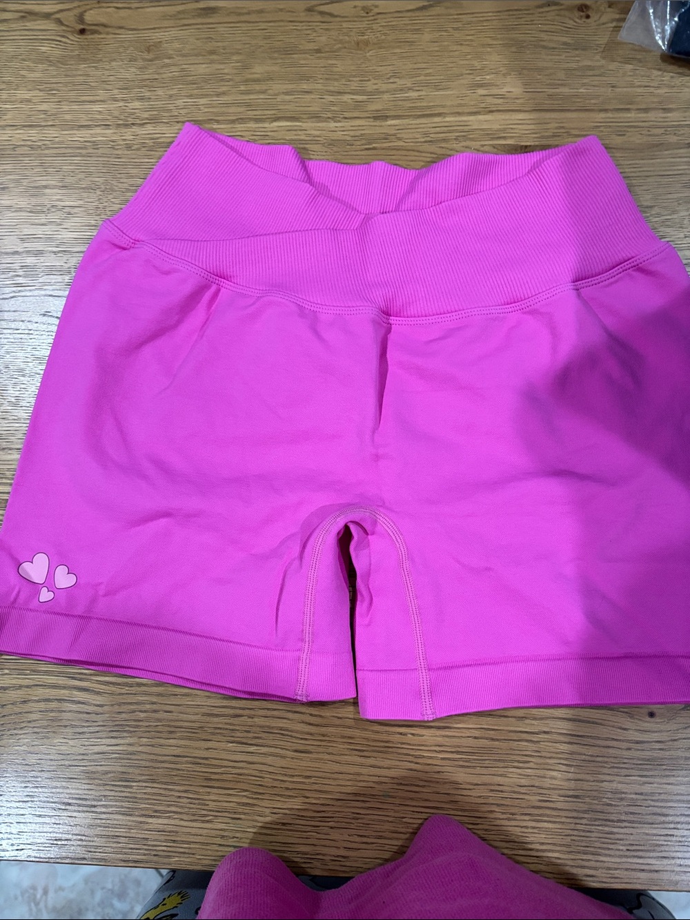High-Rise Hot Pink Bike Shorts with Subtle Heart Detail